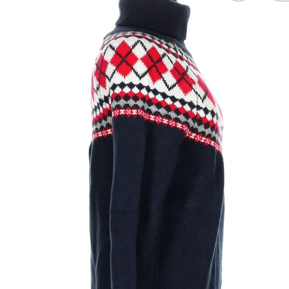 Blue, argyle turtleneck sweater Size Medium - Picture 2 of 3